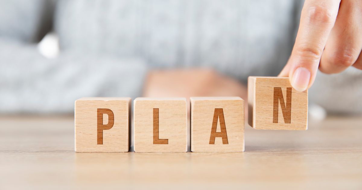 PLANの文字が書かれた積み木